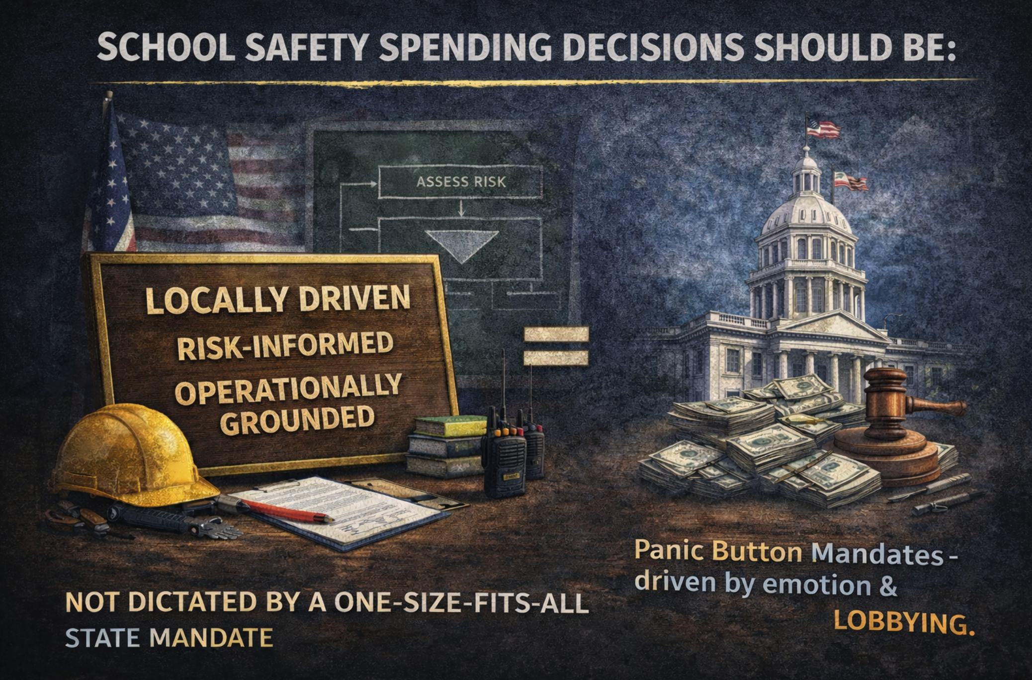School safety spending decisions should be locally driven and based upon risk and needs assessmentrs